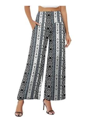 Arolina Pantalones palazzo elásticos de pierna ancha para mujer, con bolsillos, informales, cómodos, de cintura alta, para mujer, elegantes