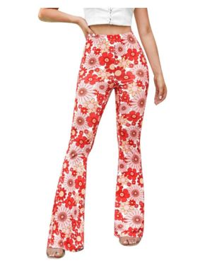 Briskorry Pantalones de chándal para mujer, estilo bohemio, estampado floral, hippie, flore