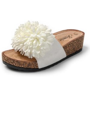 JOMIX Chanclas Mujer Verano con Flores Sandalias Mujer con Cuña Chanclas Mujer Playa