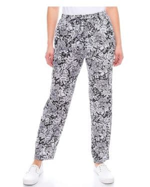 Kendindza Pantalones de verano para mujer, largos, ligeros, estilo informal, con flores, de algodón