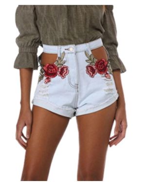 Mujer Verano Vintage Jeans Impreso Cintura Alta Hole Short Jeans Denim Shorts
