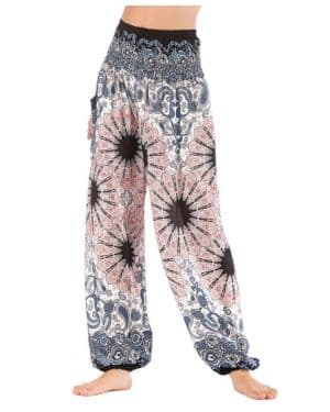 Nuofengkudu Mujer Hippies Pantalones Bolsillos Estampados Yoga Pants
