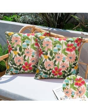 Aisybaklyn Juego de 2 Fundas de Cojines de Jardín Exterior Fundas de Cojines Impermeables para Exterior 40x40,Adecuadas para Sofá Dormitorio,Jardín, Sala de Estar,