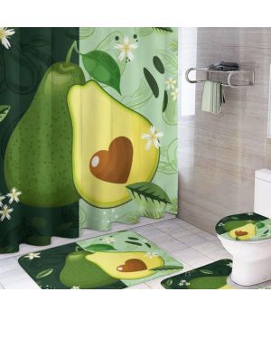 COALHO Juego de cortina de ducha creativa con diseño de frutas tropicales de aguacate