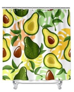 Cortina de Ducha Fruta del Aguacate, Cortina Ducha 120x180 cm Frutas de Verano Cortina Baño Tela Impermeable Antimoho con 8 Ganchos A-6829