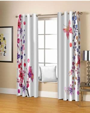 ortinas Termicas Aislantes Frio Y Calor Cortas Mariposa Flor Roja Estampadas 2 Piezas con Ojales 140X160Cm Cortinas Salon Modernas Habitacion Dormitorio Juve