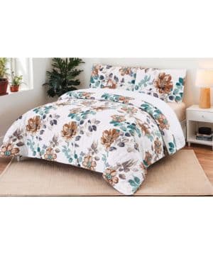 DH DREAMER HOME Colcha Boutis con Diseño Flores + 1 Funda Cojin 50x70 cm - Cubrecama Ligera Fina Entretiempo Extra Suave y Transpirable (Cama 90, 180x260cm)