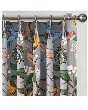 Drapenova Cortinas de color gris floral para sala de estar, dormitorio, estéticas, únicas, rústicas, plisadas, con estampado de flores estilo cabaña, tratamie