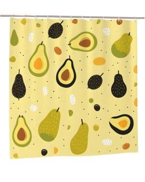 Myfsucce Juego de cortina de ducha de tela con patrón de aguacate de frutas, impermeable, lavable, extra ancha, 72 pulgadas, cortina de baño decorativa con