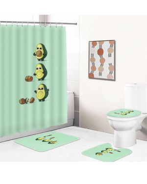 UNAGRI Cortina de ducha con diseño de aguacate (180 x 200 cm, 180 x 180 cm), diseño de aguacate, impermeable, tela de poliéster, juego de 4 piezas (5,180 x 180 cm)