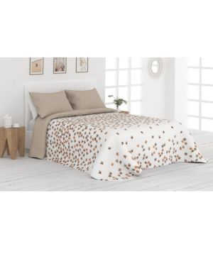 Victorio & Lucchino Colcha Bouti Reversible Cosida Modelo Celia (Marrón, 90 cm)