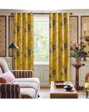 XiDi Curry Yellow - Cortinas opacas con diseño bohemio de flores grandes, 132 x 244 cm, aislamiento térmico