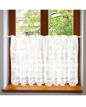 ZOLGINAH Visillo Cocina con Delicados Patrones de Mariposas y Flores,Cortinas Cocina Modernas con Ojales,Blanco Semitransparente Visillos Cortos para Ventanas