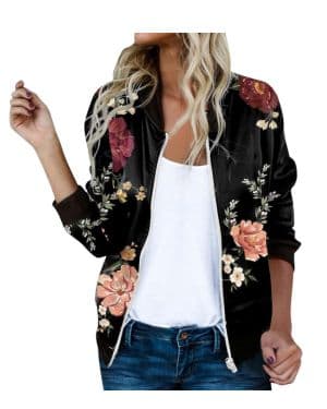 Chaquetas Bomber Mujer- Cazadora Mujer Talla Grande- con Cremallera Deportes Simple