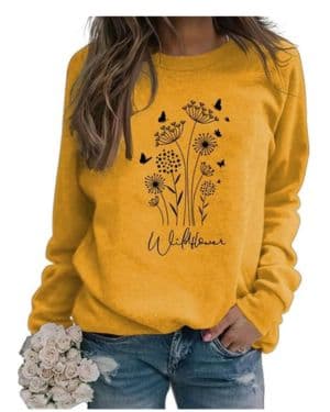 Sudadera para mujer 2026 con patrón de flores, informal, a la moda, retro, sin capucha