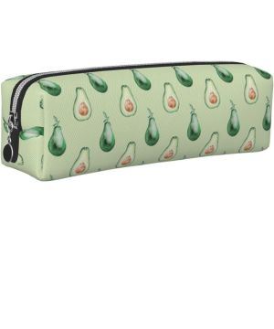 Estuche de piel con cremallera y estampado de aguacate para estudiantes, bolsa multiusos para niños