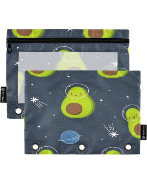 Mnsruu Estuche para lápices de aguacate en el espacio para carpeta de 3 anillos, 2 estuches para lápices con cremallera