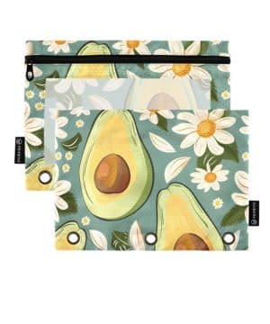 Mnsruu Estuche para lápices para carpeta de 3 anillas, diseño de margaritas de aguacate