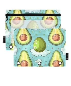 Mnsruu Estuche para lápices para carpeta de 3 anillas, estuche para lápices arcoíris de aguacate