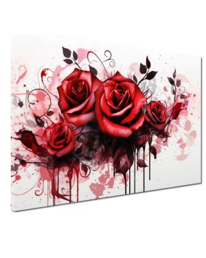 ARTEDinoi Lienzo cuadro moderno rosas rojas decoración de pared Tamaño 60x40x2cm