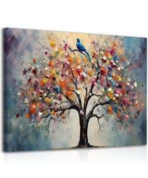 Dazzlewall Enmarcado Árbol dela Vida Impresión de Arte de Pared, Cuadro de Árbol de Flores Vintagepara Decoración de Sala de Estar de Dormitorio 12x16 in