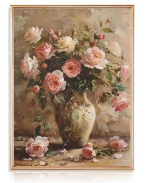 Flor de la Vendimia Arte de la Pared Lienzo País Francés Floral en Florero Impresiones Pintura al Óleo para Dormitorio Sala de Estar 30x40