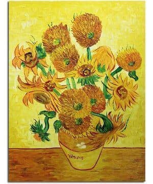 Óleo sobre lienzo pintado a mano, obra clásica Los Girasoles de Vincent van Gogh