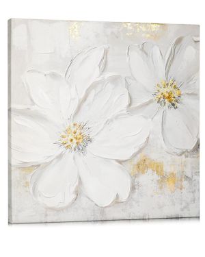 Hollyone Cuadros de Flores en Lienzo 30x30 cm Pintura al óleo Flor Arte de Pared Cuadro Sala de Estar Imágenes Modernas