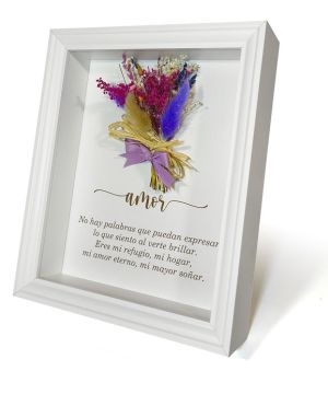 Ornandi Cuadro con Flores Preservadas Personalizado Marco con Frase Grabada y Flores Secas Decoración Regalo Ideal