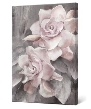 Lienzo impreso rosa y gris con diseño de flores, cuadros florales, cuadros modernos