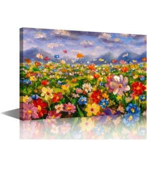 TISHIRON Cuadro de flores para pared, impresiones en lienzo, paisaje de campo de flores, pinturas al óleo, impresionismo