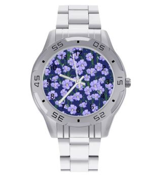 Blue Flax Flower - Reloj de pulsera analógico de cuarzo para hombre, diseño de flores