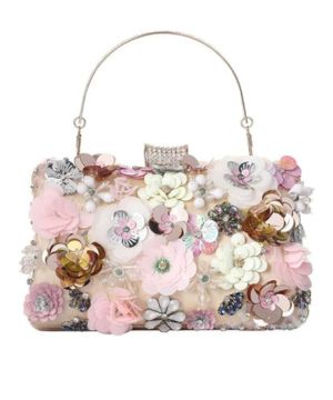 Bolso de noche de flores hecho a mano para mujer, bolso de fiesta de lujo, bolso de boda, bolso floral