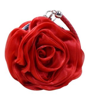 Bolso de mano de satén suave con forma de rosa para mujer