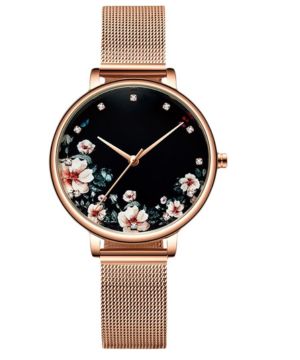 RORIOS Relojes de Mujer Flor Dial Pulsera Acero Inoxidable Correa Relojes de Pulsera para Mujeres Reloj de Pulsera