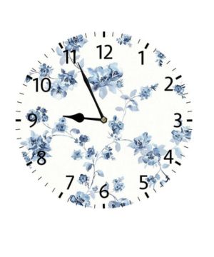 Reloj de pared con diseño de flores azul profundo, funciona con pilas, silencioso, redondo, vintage, moderno, sencillo