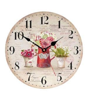 TAHEAT 34 cm Vistoso Flores Reloj de Pared, De Madera Rústico País Relojes Decorativo