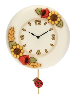 THUN - Reloj de péndulo de cerámica Decorada a Mano, línea Flores y fantasía,