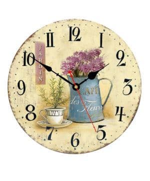 Toudorp Reloj de Pared de 8 Pulgadas, Floral, francés, Vintage, de Madera, silencioso,