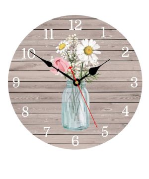 Toudorp Reloj de Pared de Cocina con Pilas de 30 CM, Relojes de Pared de Madera Vintage con flores
