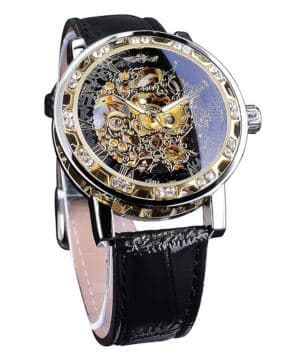 Winner - Reloj mecánico mecánico retro con diamantes y flores talladas para hombre, reloj de pulsera mecánico