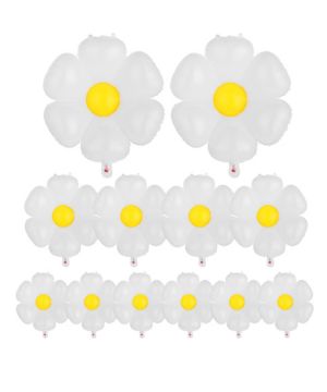 12 globos de margaritas, margaritas, decoración de margaritas blancas, globos de flores, globos de margaritas
