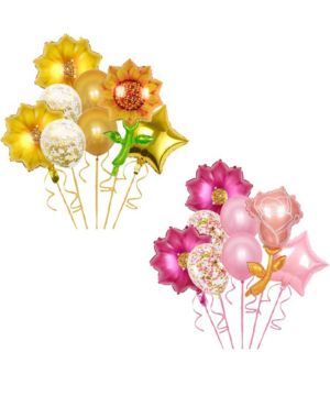 16pcs globos de flores Globos de girasol y rosas rosas papel de aluminio multicolor Ideales para San Valentín Navidad