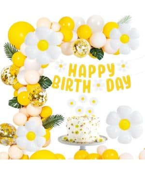 Juego de globos de cumpleaños de margaritas, globos de papel de aluminio XXL con guirnalda de feliz cumpleaños