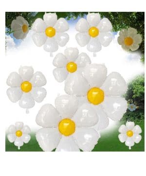 SYCOTEK Globos de margaritas Juego de 10 Piezas Globos de Flores de Margaritas Blancas reutilizables para Decoraciones