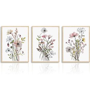 Dazzlewall Cuadros de Arte Botanico Boho, Decoracion de Pared de Granja con Plantas Rusticas, Posters de Pared de Flores