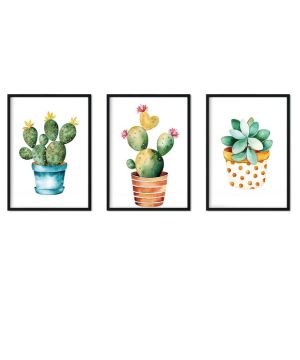 Nacnic - Set 3 Láminas Decorativas Cactus con Flores Estilo Acuarela Posters de Plantas