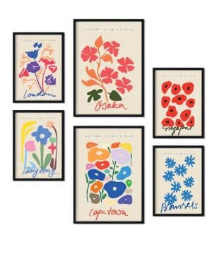 Nacnic Set de 6 posters de Floral. Colección de láminas con estética collage para la decoración de interiores. Tamaños A3 y A4