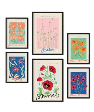 Nacnic Set de 6 pósters de Flores de Primavera. Colección de láminas con estética Collage