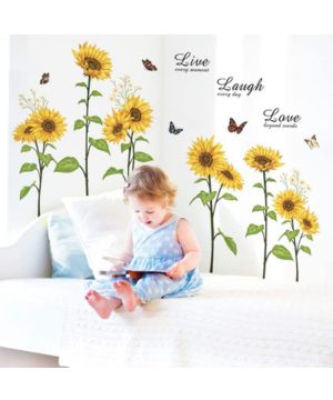 Runtoo Calcomanías de pared con diseño de girasol, mariposa, flores